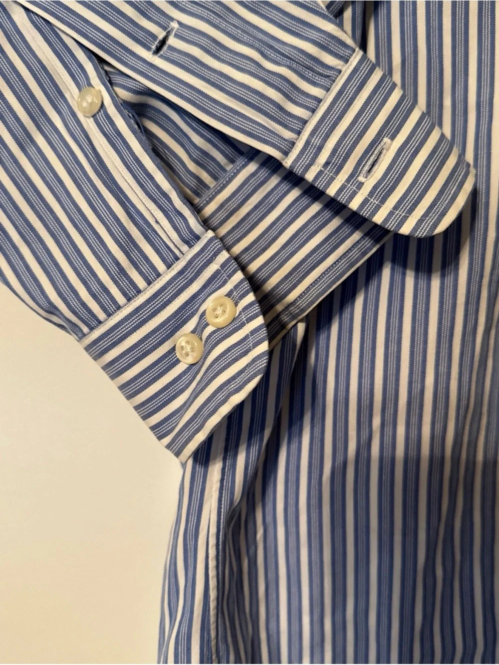 Polo Ralph Lawrence Classic Button-Down Striped Dress Shirt - Blue/White